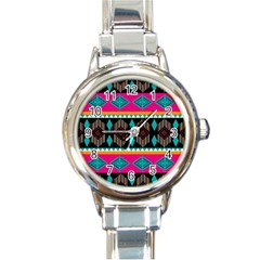 Abstract Art Pattern Design Vintage Round Italian Charm Watch