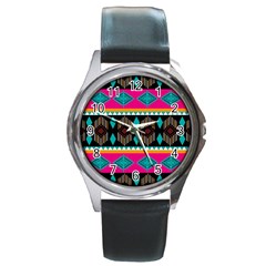 Abstract Art Pattern Design Vintage Round Metal Watch