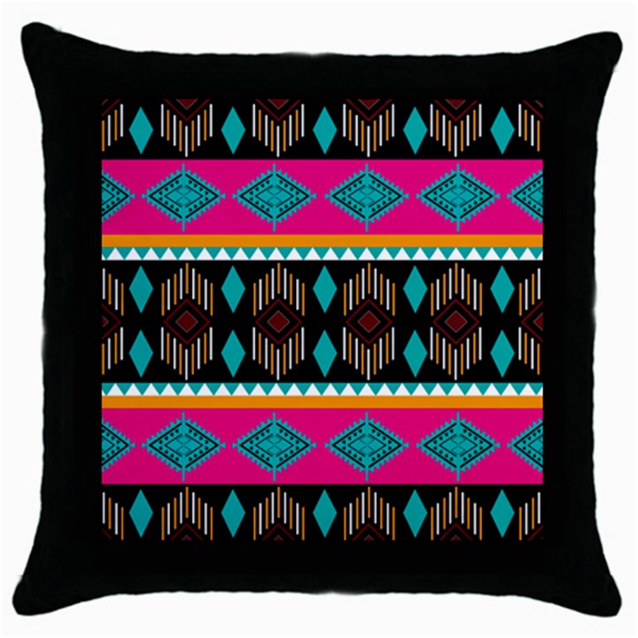 Abstract Art Pattern Design Vintage Throw Pillow Case (Black)