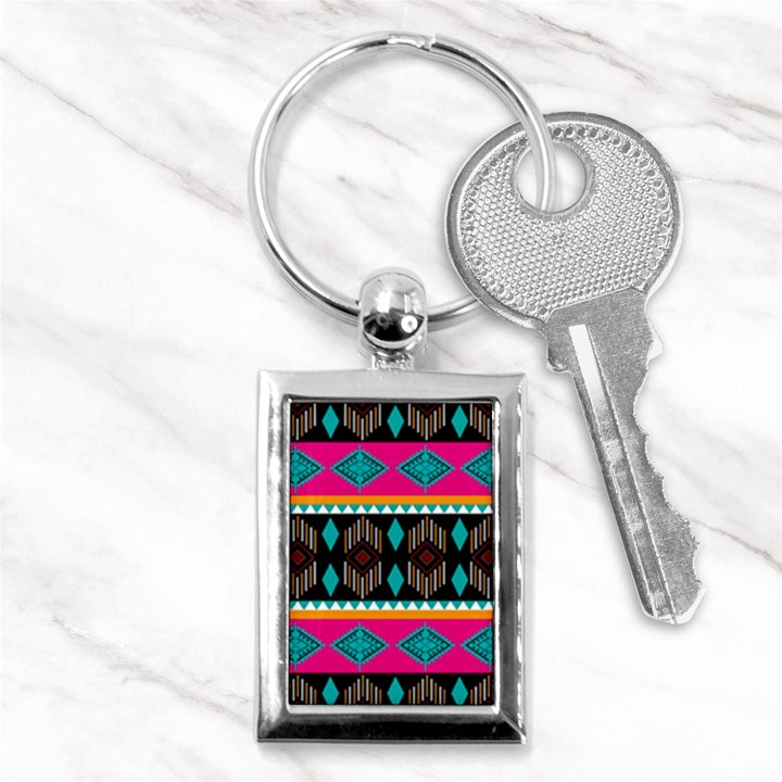 Abstract Art Pattern Design Vintage Key Chain (Rectangle)