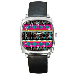 Abstract Art Pattern Design Vintage Square Metal Watch