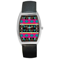 Abstract Art Pattern Design Vintage Barrel Style Metal Watch