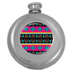 Abstract Art Pattern Design Vintage Round Hip Flask (5 oz)