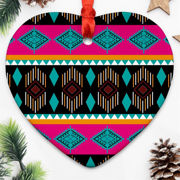 Abstract Art Pattern Design Vintage Heart Ornament (Two Sides)