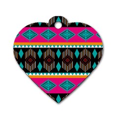 Abstract Art Pattern Design Vintage Dog Tag Heart (Two Sides)