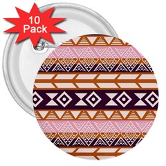 Print Pattern Design Vintage 3  Buttons (10 Pack)  by Ravend