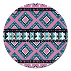 Pink Pattern Design Vintage Magnet 5  (round) by Ravend