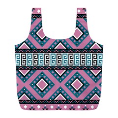 Pink Pattern Design Vintage Full Print Recycle Bag (l) by Ravend