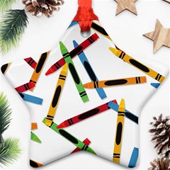 Crayons Color Pencils Stationary Ornament (star) by Ravend