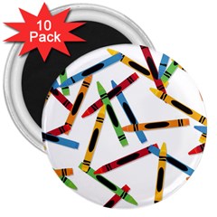 Crayons Color Pencils Stationary 3  Magnets (10 Pack)  by Ravend