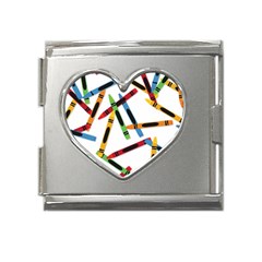 Crayons Color Pencils Stationary Mega Link Heart Italian Charm (18mm) by Ravend