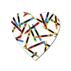 Crayons Color Pencils Stationary Heart Magnet by Ravend