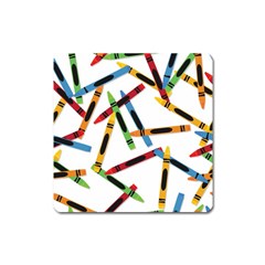 Crayons Color Pencils Stationary Square Magnet by Ravend