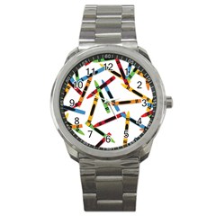 Crayons Color Pencils Stationary Sport Metal Watch by Ravend