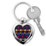 Pattern Colorful Aztec Key Chain (Heart) Front