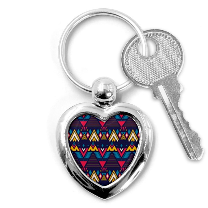 Pattern Colorful Aztec Key Chain (Heart)