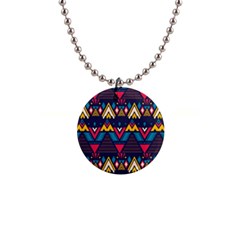 Pattern Colorful Aztec 1  Button Necklace by Ravend