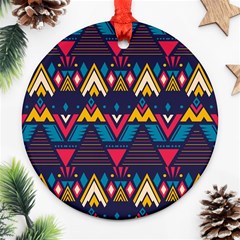 Pattern Colorful Aztec Round Ornament (two Sides) by Ravend