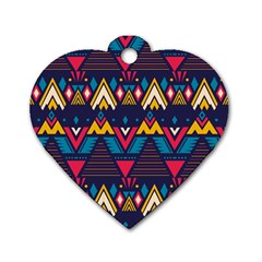 Pattern Colorful Aztec Dog Tag Heart (two Sides) by Ravend