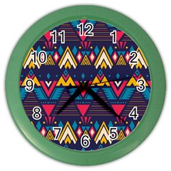 Pattern Colorful Aztec Color Wall Clock by Ravend