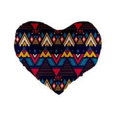 Pattern Colorful Aztec Standard 16  Premium Flano Heart Shape Cushions by Ravend