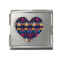 Pattern Colorful Aztec Mega Link Heart Italian Charm (18mm)