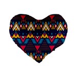 Pattern Colorful Aztec Standard 16  Premium Flano Heart Shape Cushions Front