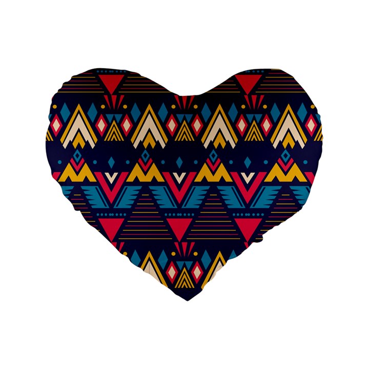 Pattern Colorful Aztec Standard 16  Premium Flano Heart Shape Cushions