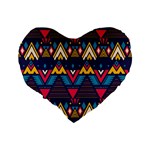 Pattern Colorful Aztec Standard 16  Premium Flano Heart Shape Cushions Back