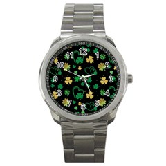 Clovers Flowers Clover Pat Sport Metal Watch by Ravend