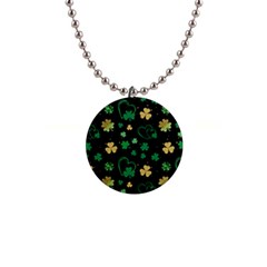 Clovers Flowers Clover Pat 1  Button Necklace by Ravend