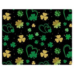 Clovers Flowers Clover Pat Two Sides Premium Plush Fleece Blanket (medium) by Ravend