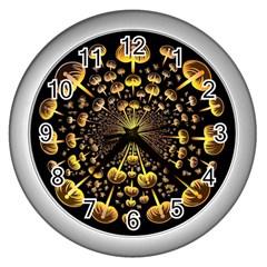 Mushroom Fungus Gold Psychedelic Wall Clock (silver) by Ravend