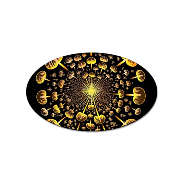 Mushroom Fungus Gold Psychedelic Sticker Oval (100 pack)