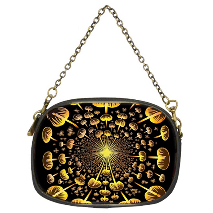 Mushroom Fungus Gold Psychedelic Chain Purse (Two Sides)