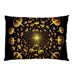 Mushroom Fungus Gold Psychedelic Pillow Case by Ravend