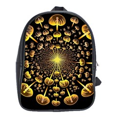 Mushroom Fungus Gold Psychedelic School Bag (xl) by Ravend