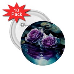 Roses Water Lilies Watercolor 2 25  Buttons (10 Pack)  by Ravend