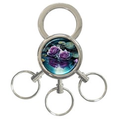 Roses Water Lilies Watercolor 3-ring Key Chain by Ravend