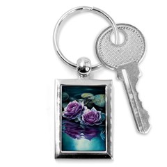 Roses Water Lilies Watercolor Key Chain (rectangle) by Ravend