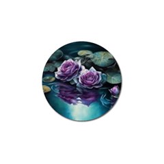 Roses Water Lilies Watercolor Golf Ball Marker by Ravend