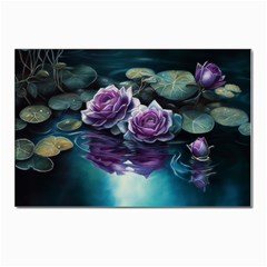 Roses Water Lilies Watercolor Postcards 5  X 7  (pkg Of 10) by Ravend