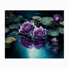 Roses Water Lilies Watercolor Small Glasses Cloth by Ravend