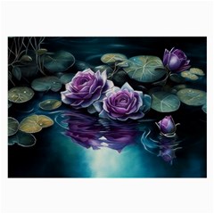 Roses Water Lilies Watercolor Large Glasses Cloth by Ravend