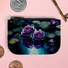 Roses Water Lilies Watercolor Mini Coin Purse by Ravend