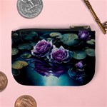 Roses Water Lilies Watercolor Mini Coin Purse Back