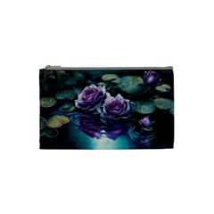 Roses Water Lilies Watercolor Cosmetic Bag (small) by Ravend