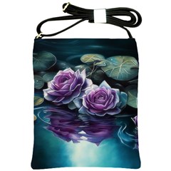 Roses Water Lilies Watercolor Shoulder Sling Bag