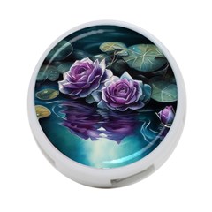 Roses Water Lilies Watercolor 4-port Usb Hub (two Sides) by Ravend