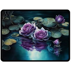 Roses Water Lilies Watercolor Fleece Blanket (large) by Ravend